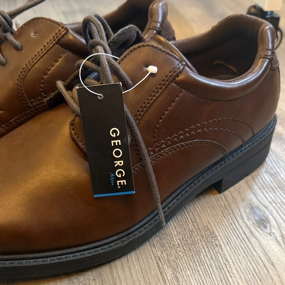 George Men's Dark Brown Oxfords NWT